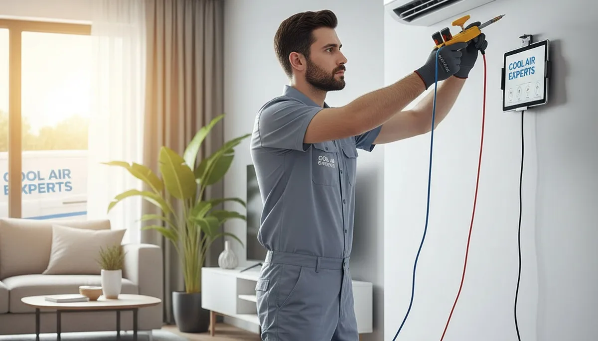 Technician repairing residential air conditioner unit in Durham, NC for Five Star Cooling
